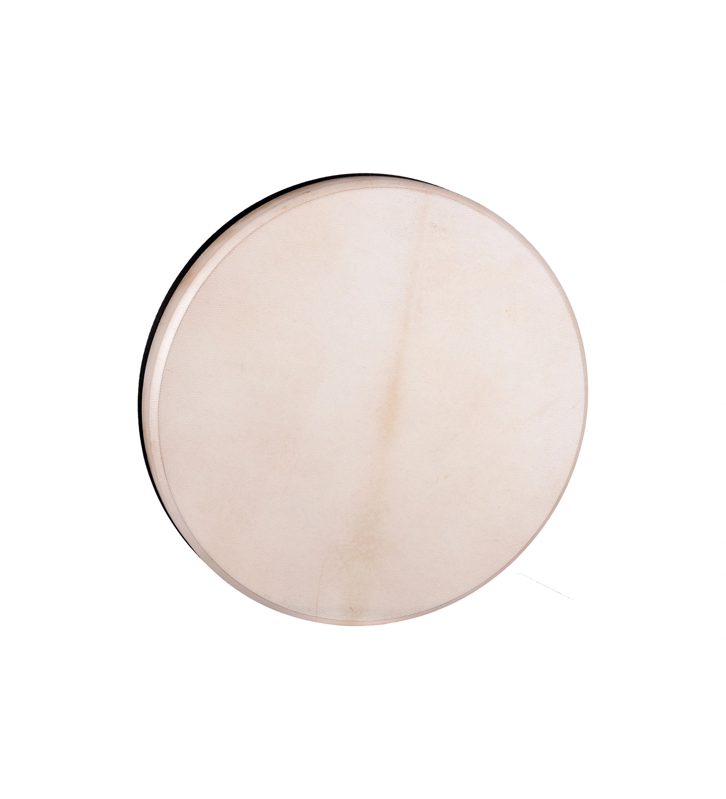 Coast Drum Light 40 cm von vorn, helles Ziegenfell mit dunklem Gurtband am Rahmenrand, freigestellt