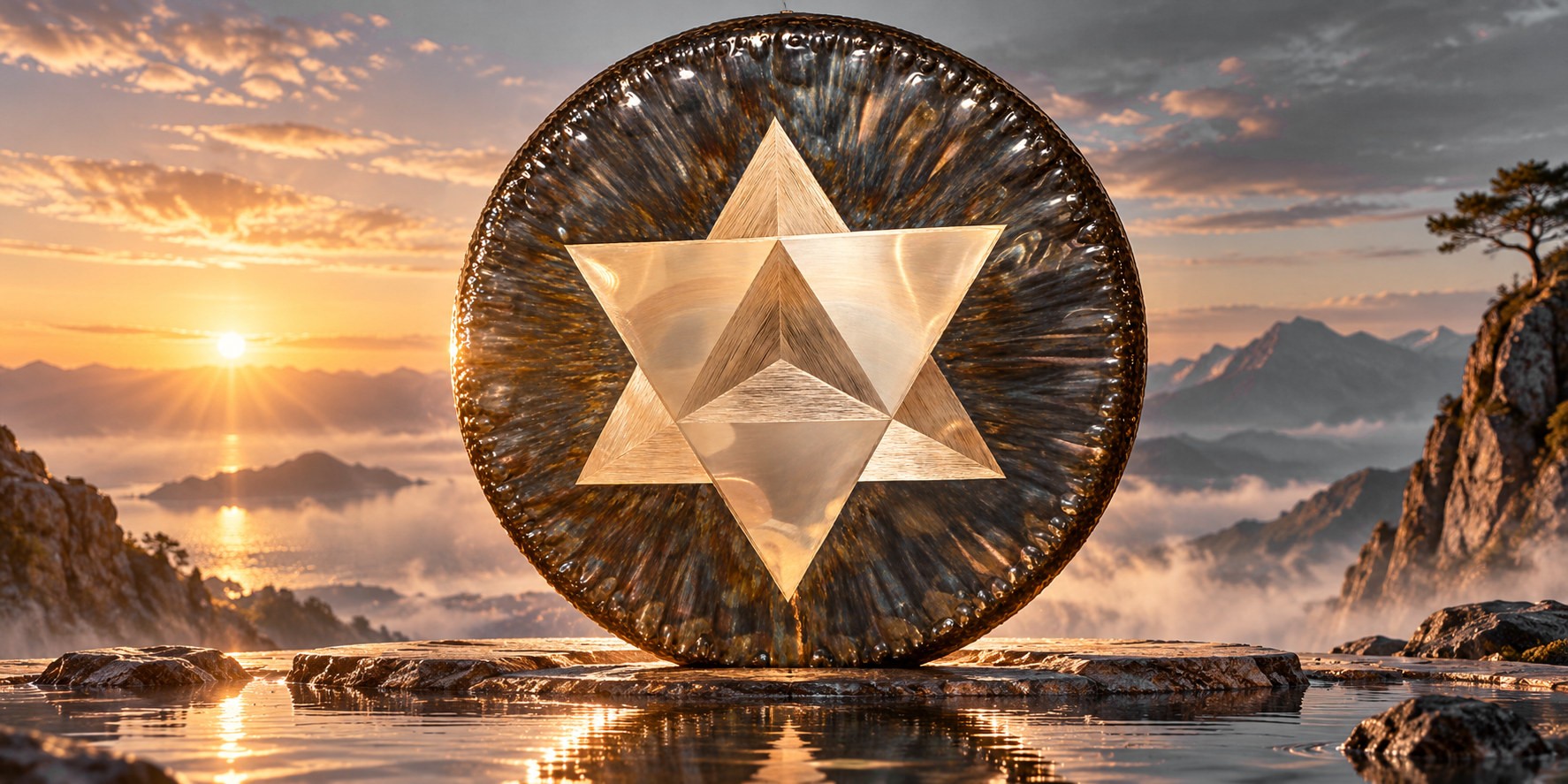 Oetken Gong Merkaba am Wasser im Abendlicht